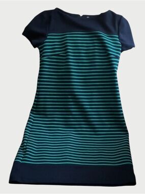Laundry dress by Shelli Segal dress women’s size 2 green blue horizontal stripes
